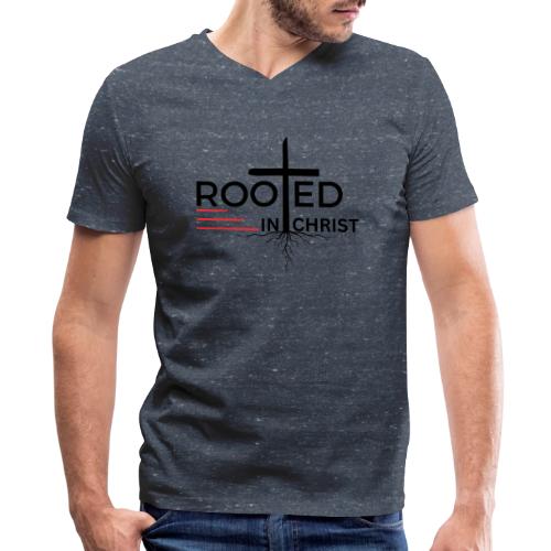 Rooted in Christ - Colossians 2:7 - Men's V-Neck T-Shirt by Bella + Canvas