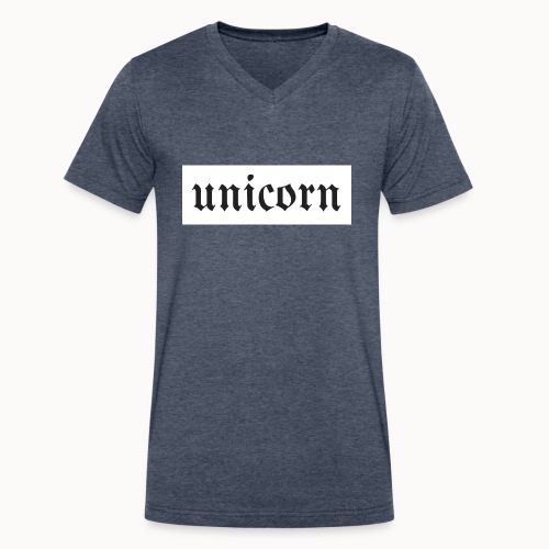 Gothic Unicorn Text White Background - Men's V-Neck T-Shirt by Canvas