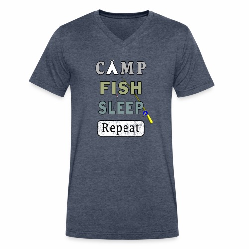 Camp Fish Sleep Repeat Campground Charter Slumber. - Men's V-Neck T-Shirt by Canvas