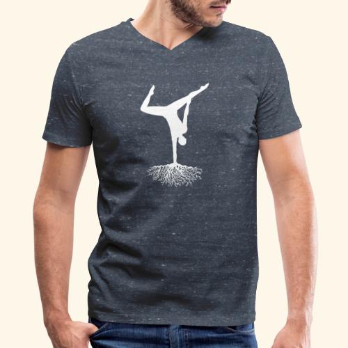 Root and Branch Handstand - White - Men's V-Neck T-Shirt by Canvas