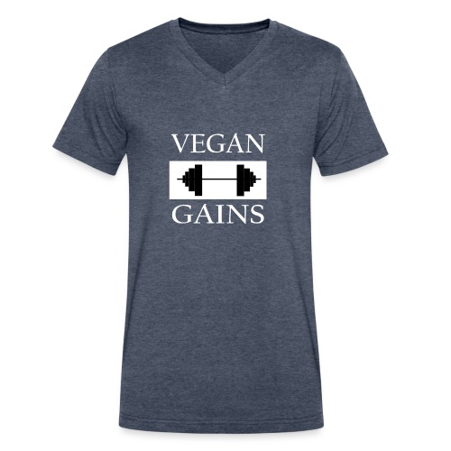 Vegan Gains white font - Men's V-Neck T-Shirt by Canvas