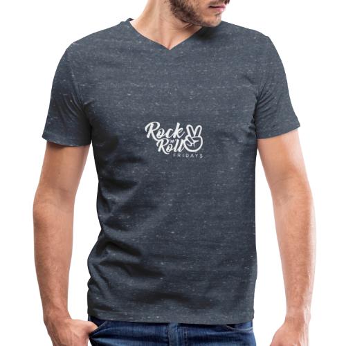 Rock 'n' Roll Fridays Classic White Logo - Men's V-Neck T-Shirt by Canvas