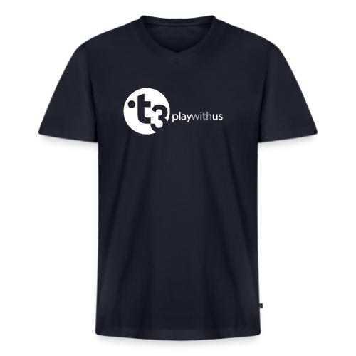 Play With Us (White Logo) - Men's Premium Organic V-Neck T-Shirt