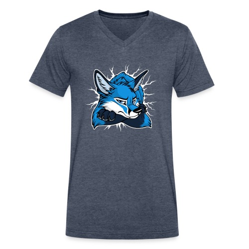 STUCK grumpy Fox Blue (double-sided) - Men's V-Neck T-Shirt by Canvas