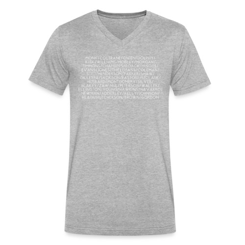 Jazz Greats 1 TShirt (White Lettering) - Men's V-Neck T-Shirt by Canvas
