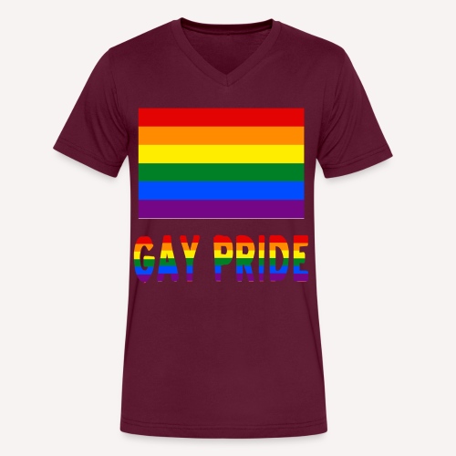 Gay Pride Flag and Words - Men's V-Neck T-Shirt by Canvas