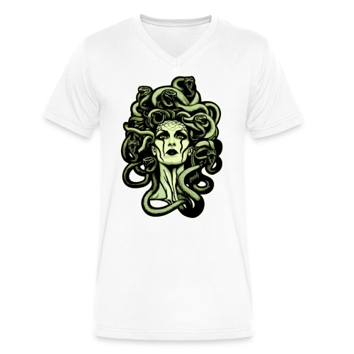 Gorgon Goddess Medusa with Snakes Design by gnarly - Men's V-Neck T-Shirt by Canvas