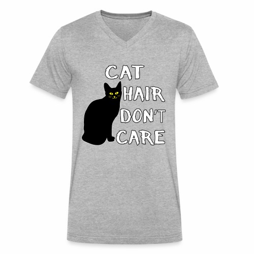 Cat Hair Don't Care Funny Adoption Furry Pet Lover - Men's V-Neck T-Shirt by Canvas