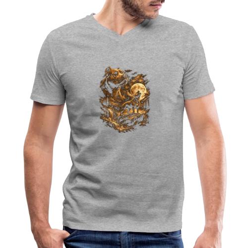 Pit Bull Howling Moon Fantasy Forest Tee - Men's V-Neck T-Shirt by Bella + Canvas