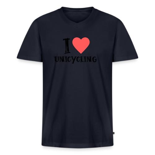I Love Unicycling - Men's Premium Organic V-Neck T-Shirt
