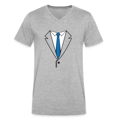 Suit with Blue Tie - Men's V-Neck T-Shirt by Bella + Canvas