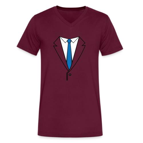 Suit with Blue Tie - Men's V-Neck T-Shirt by Bella + Canvas