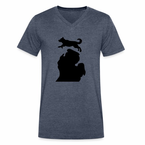 Bark Michigan Husky - Michigan Tech Colors - Men's V-Neck T-Shirt by Canvas