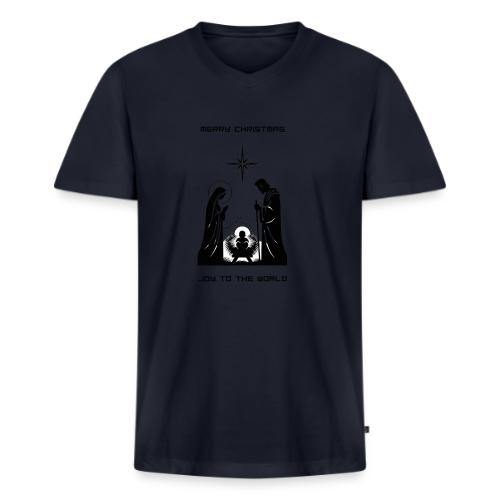 Joy to the World T-Shirt | Minimalist Nativity - Men's Premium Organic V-Neck T-Shirt
