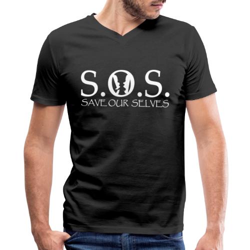 SOS WHITE4 - Men's V-Neck T-Shirt by Canvas