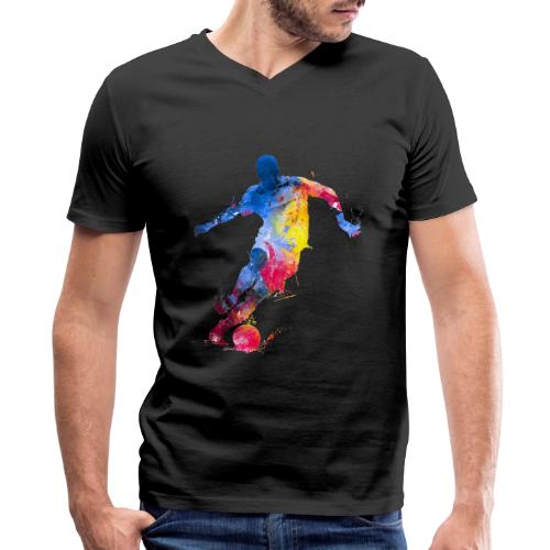 Soccer: Splash Kick - Men's Premium Organic V-Neck T-Shirt