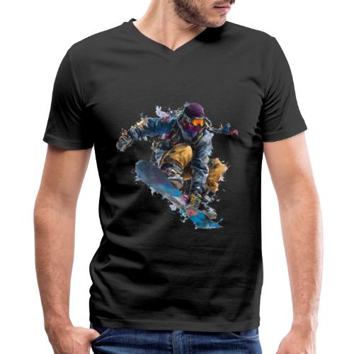 Snowboarding: Splash of Speed - Men's Premium Organic V-Neck T-Shirt
