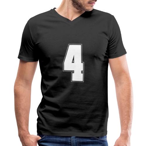 White Number 4 – Varsity Font - Men's Premium Organic V-Neck T-Shirt