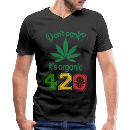 Joshing 420 Organic Herb Weed Marijuana Design - Men's V-Neck T-Shirt by Bella + Canvas