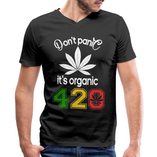 Hilarious 420 Do Not Panic it's organic - Men's V-Neck T-Shirt by Bella + Canvas