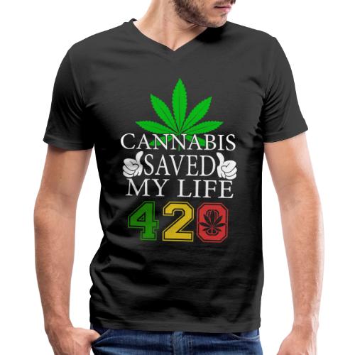 Joyous 420 Saving Herb Weed Marijuana Design - Men's V-Neck T-Shirt by Bella + Canvas