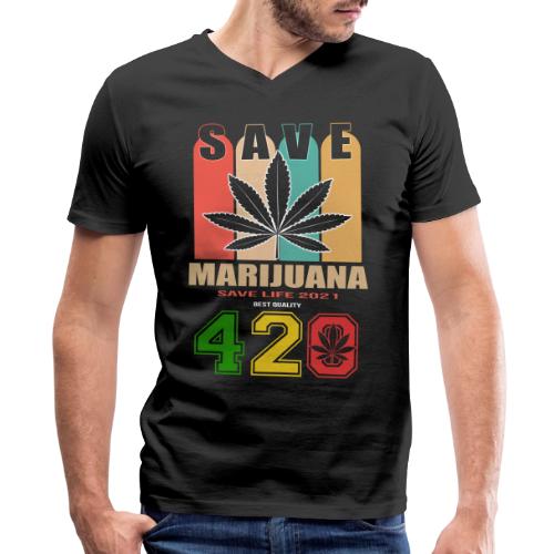 Hysterical 420 Save The Plant Weed Marijuana - Men's V-Neck T-Shirt by Bella + Canvas