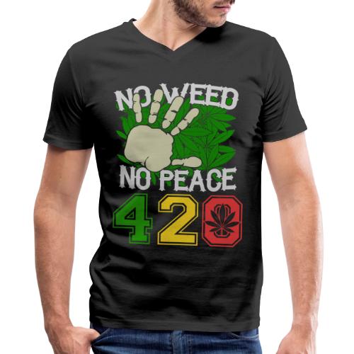 Ha Ha Funny 420 No Weed No Peace Weed Marijuana - Men's V-Neck T-Shirt by Bella + Canvas