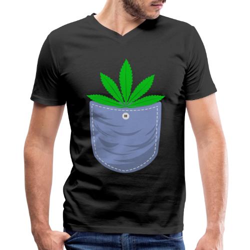 Jesting 420 Pocket Of Herb Weed Marijuana Design - Men's V-Neck T-Shirt by Bella + Canvas
