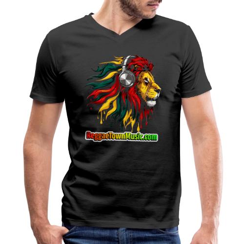Reggae Music Radio Lion Head Soundwaves design - Men's V-Neck T-Shirt by Bella + Canvas