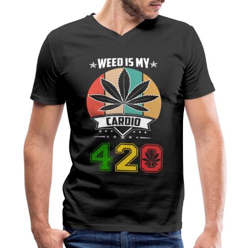 Quick Witted 420 My Cardio Herb Weed Marijuana - Men's V-Neck T-Shirt by Bella + Canvas