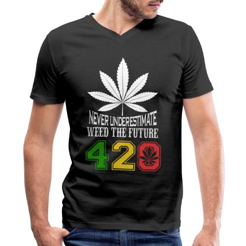 Chuckling 420 Future of Herb Weed Marijuana Design - Men's V-Neck T-Shirt by Bella + Canvas