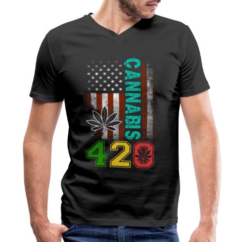 Amusing 420 American Herb Weed Marijuana Design - Men's V-Neck T-Shirt by Bella + Canvas