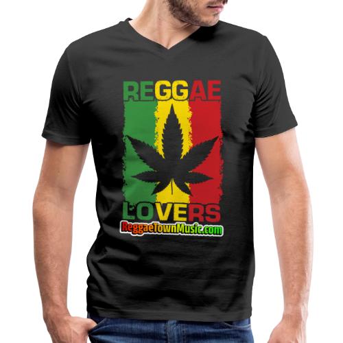 Reggae lovers design featuring cannabis leaf - T-shirt col V pour homme par Bella + Canvas