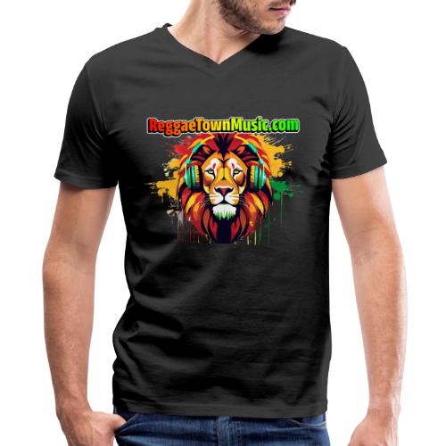 Reggae lion head music vibrant rasta dj art tee - T-shirt col V pour homme par Bella + Canvas