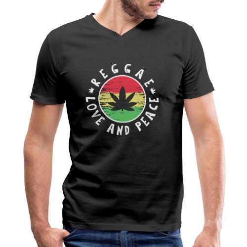 Reggae love and peace circular logo, iconic theme - Men's V-Neck T-Shirt by Bella + Canvas
