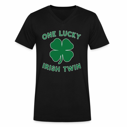 Lucky Twin St Patrick Day Irish Shamrock Gift. - Men's V-Neck T-Shirt by Canvas