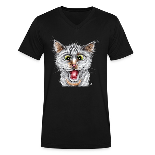 Happy Cat - Men's V-Neck T-Shirt by Canvas