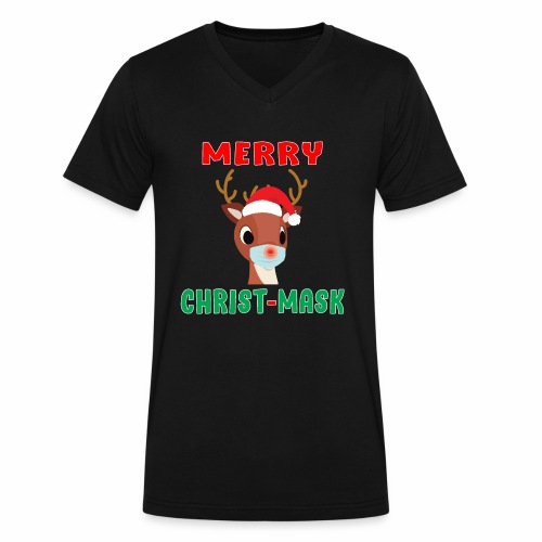 Merry Christmask Rudolph Red Nose Mask Reindeer. - Men's V-Neck T-Shirt by Canvas