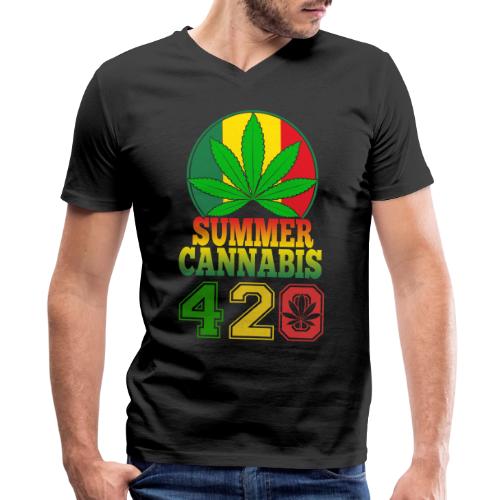Enjoyable 420 Summer Smoker Weed Marijuana Design - Men's V-Neck T-Shirt by Bella + Canvas