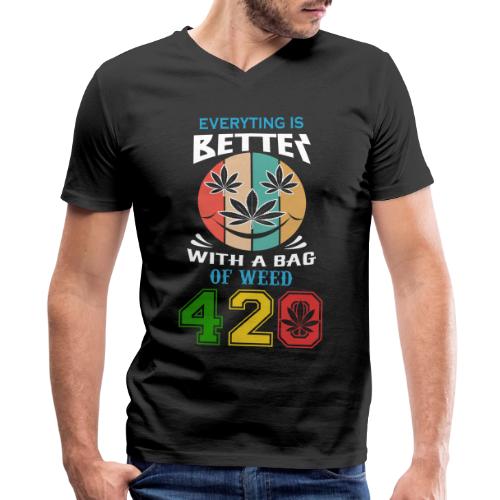 Comic 420 Better Herb Weed Marijuana Design - Men's V-Neck T-Shirt by Bella + Canvas