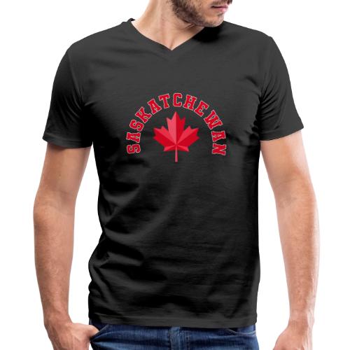 Saskatchewan with maple leaf - Men's Premium Organic V-Neck T-Shirt