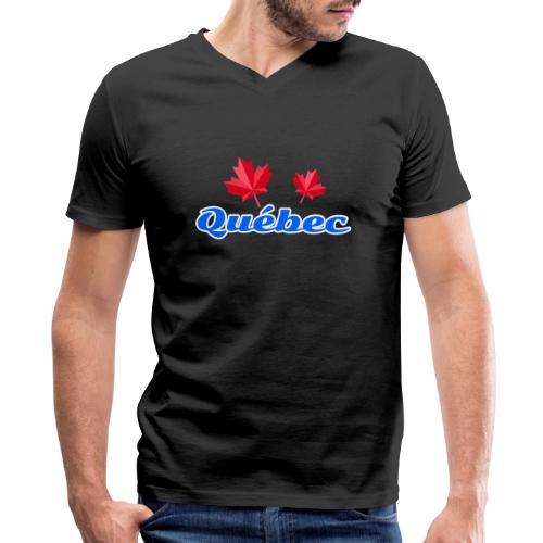 Québec with two red maple leaves - Men's Premium Organic V-Neck T-Shirt