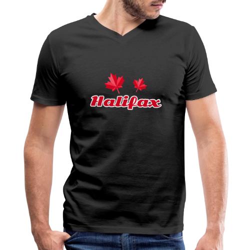 Halifax with two red maple leaves - Men's Premium Organic V-Neck T-Shirt