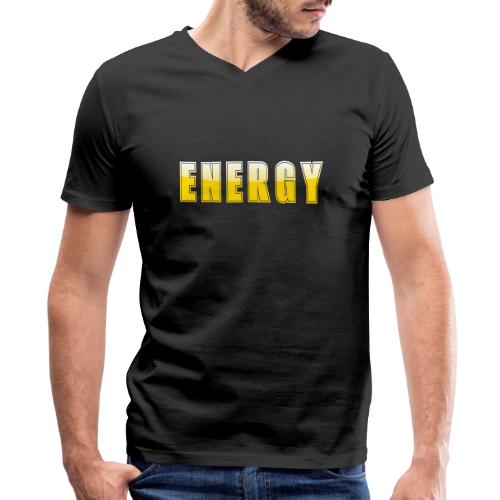 ENERGY Electric Yellow Power Word Design - Men's Premium Organic V-Neck T-Shirt