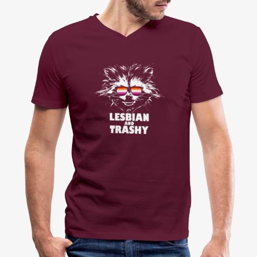 Lesbian and Trashy Raccoon Sunglasses Lesbian - Men's V-Neck T-Shirt by Canvas