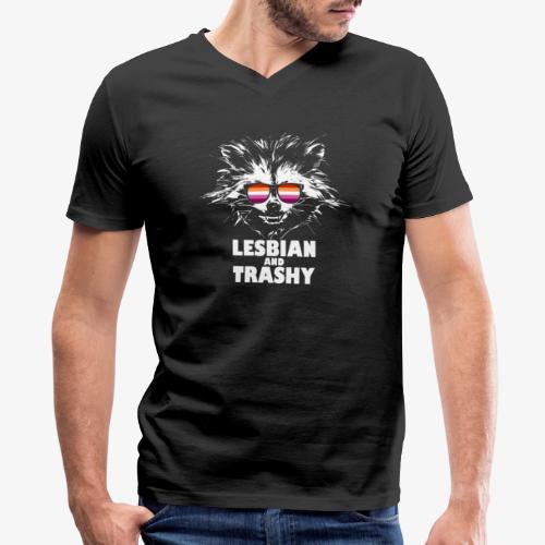 Lesbian and Trashy Raccoon Sunglasses Lesbian - Men's V-Neck T-Shirt by Canvas