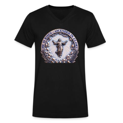 He Is Risen Ascended In Glory T Shirt, Gift - Men's V-Neck T-Shirt by Bella + Canvas