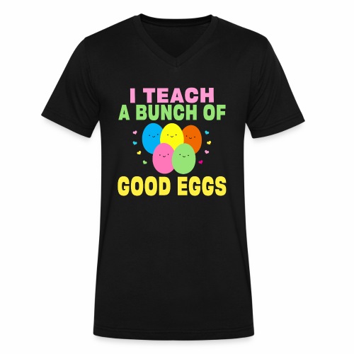 I Teach a Bunch of Good Eggs School Easter Bunny - Men's V-Neck T-Shirt by Canvas