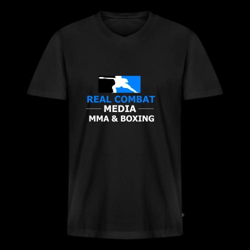 RCM MMA & BOXING Light Blue White Text - Men's Premium Organic V-Neck T-Shirt