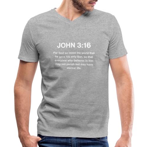 John 3:16 Christian Apparel – White - Men's V-Neck T-Shirt by Bella + Canvas